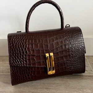 DeMellier embossed montreal leather brown handbag
